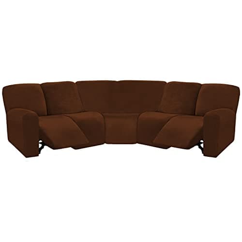 ULTICOR Ivory L Shape 5 Seat Recliner Sofa Cover — Chocolate