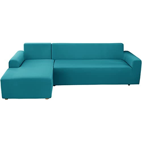 Stretch Anti-Slip L-Shaped Sectional Couch Covers, 2 Pcs for 3+3 Seaters — Blue a