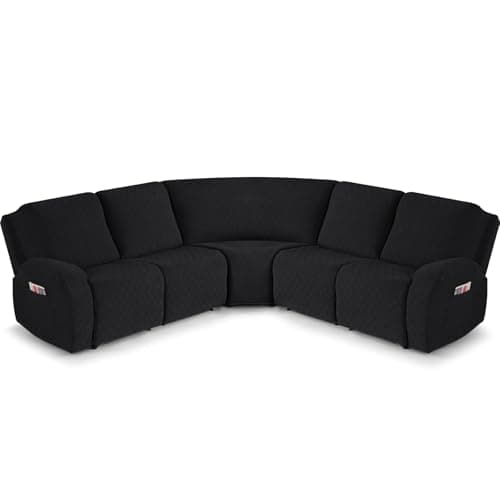 VANSOFY Large Reclining Sectional Sofa Covers, Light Gray — Black
