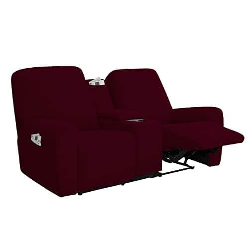 Chocolate Soft Fleece Recliner Loveseat Cover with Storage Chocolate — Wine
