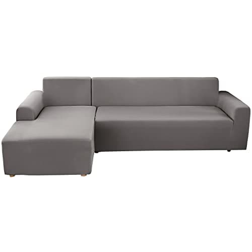 Stretch Anti-Slip L-Shaped Sectional Couch Covers, 2 Pcs for 3+3 Seaters — Grey a