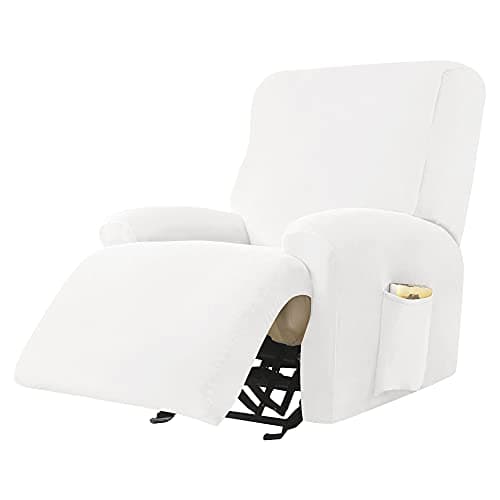 Green Ultra Soft Velvet Recliner Chair Covers 4-Piece Set — White