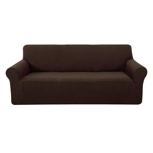 U-NICE HOME Stretch Couch Cover for 3 Cushion Sofa, Washable & Pet Friendly (Chocolate)