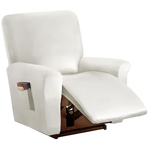 Dark Coffee 2 Seat Waterproof Faux PU Leather Recliner Loveseat Slipcover — White