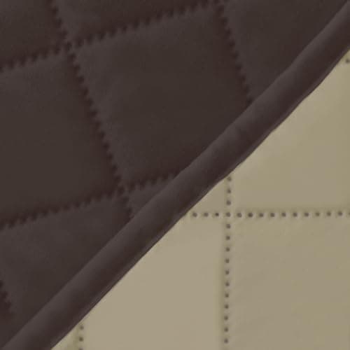 Dark Gray L-Shaped Sofa Slipcover for Pets and Kids (42x52 inches) — Chocolate/Beige
