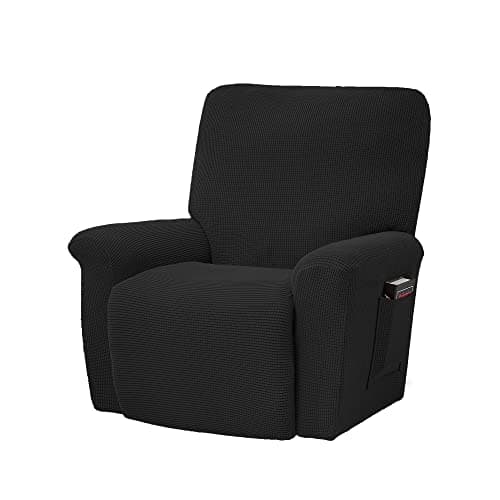 Conruser Jacquard Stretch Recliner Chair Cover (Yellow) — Black