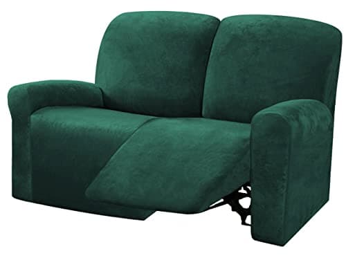 ULTICOR 6-Piece Velvet Reclining Love Seat Slipcover (Dark Grey) — Retro Green