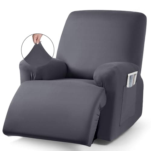 TAOCOCO Stretch Polyester Recliner Chair Covers (Dark Gray)