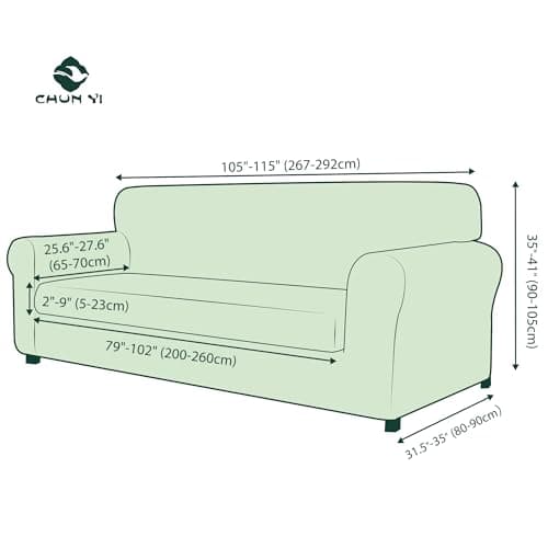 CHUN YI Stretch Sofa Slipcover, 2 Piece Grey Checks X-Large