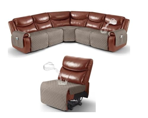 Ruaozz Khaki Recliner and Armless Chair Covers