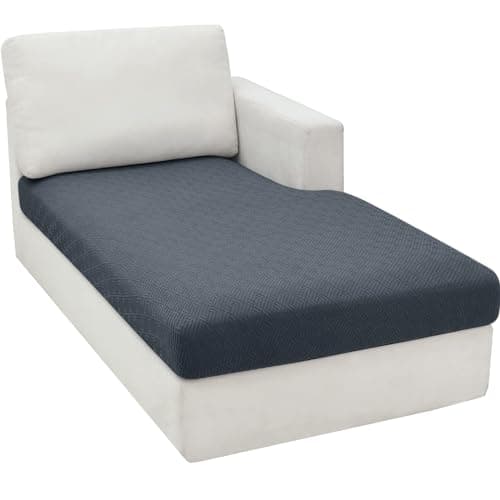 Light Gray L-Shaped Chaise Lounge Couch Cover Universal Fit Elastic Bottom Protection — Dark Gray