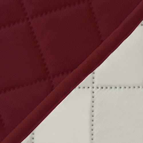 Easy-Going Reversible Loveseat Couch Cover, Gray/Light Gray — Christmas Red/Ivory