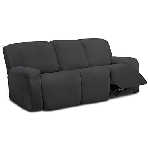 Dark Gray Microfiber Stretch Recliner Sofa Slipcover with Elastic Fit Protection