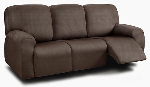 ULTICOR 8-Piece Stretch Recliner Sofa Covers for 3-Seater Cushions (Chocolate)