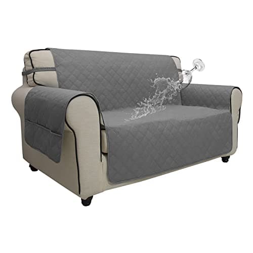 Grey Waterproof Sofa Slipcover for 2 Cushion Loveseat (Non-Slip, Washable, Pet and Kid Friendly)