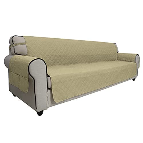 Grey Waterproof Sofa Slipcover for 2 Cushion Loveseat (Non-Slip, Washable, Pet and Kid Friendly) — Sand