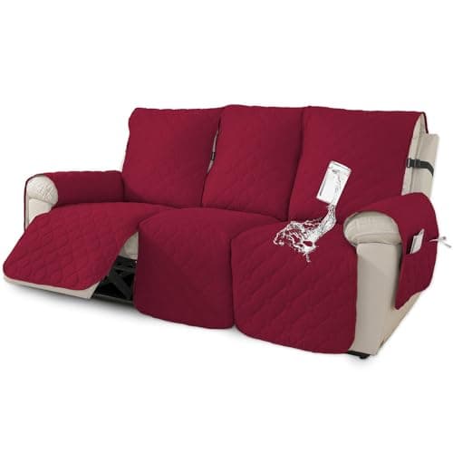 100% Waterproof Non-Slip Recliner Sofa Cover, Pet & Wine Protection (Beige, Loveseat) — Wine