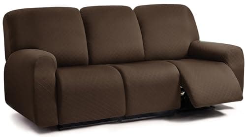 ULTICOR Squared Jacquard 3 Seater Recliner Sofa Covers (Chocolate)