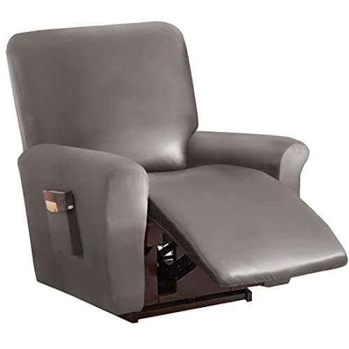 Dark Coffee 2 Seat Waterproof Faux PU Leather Recliner Loveseat Slipcover — Grey Brown
