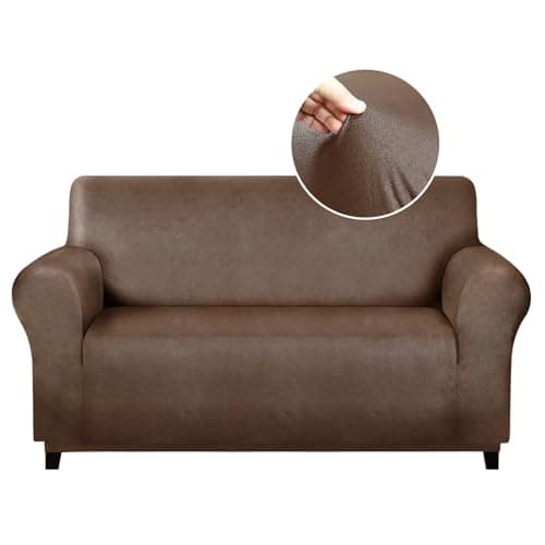 Molasofa Oversized Loveseat Cover, Dark Brown, Soft Spandex Non-Slip Protection