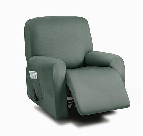 ULTICOR 8-Piece Stretch Recliner Sofa Covers for 3-Seater Cushions (Chocolate) — Retro Green