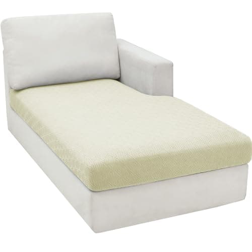 Light Gray L-Shaped Chaise Lounge Couch Cover Universal Fit Elastic Bottom Protection — Light Beige