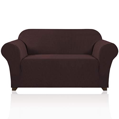 PrinceDeco Stretch Loveseat Sofa Cover, Brown, Washable Pet Friendly