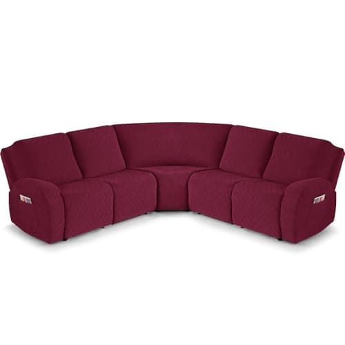 VANSOFY Large Reclining Sectional Sofa Covers, Light Gray — Burgundy