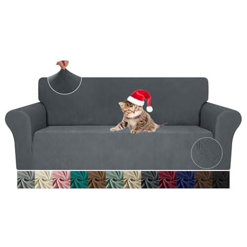 JIVINER Loveseat Slipcover, Dark Gray, Kids & Pet Protect Stretch Cover