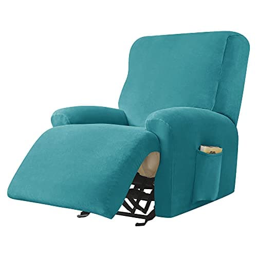 Green Ultra Soft Velvet Recliner Chair Covers 4-Piece Set — Turquoise Blue