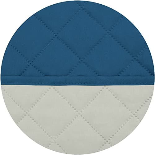 PureFit Water Resistant Reversible Loveseat Recliner Couch Cover — Peacock Blue/Beige