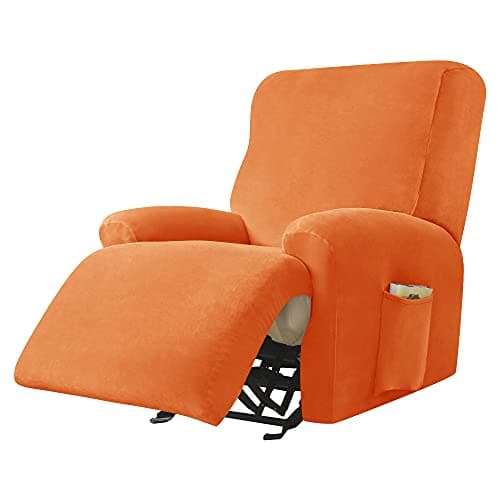 Green Ultra Soft Velvet Recliner Chair Covers 4-Piece Set — Orange