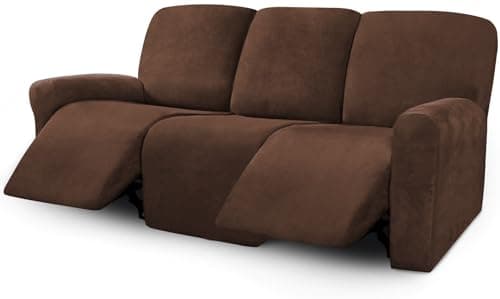 ULTICOR Velvet 3 Seater Recliner Sofa Covers, Light Grey — Chocolate