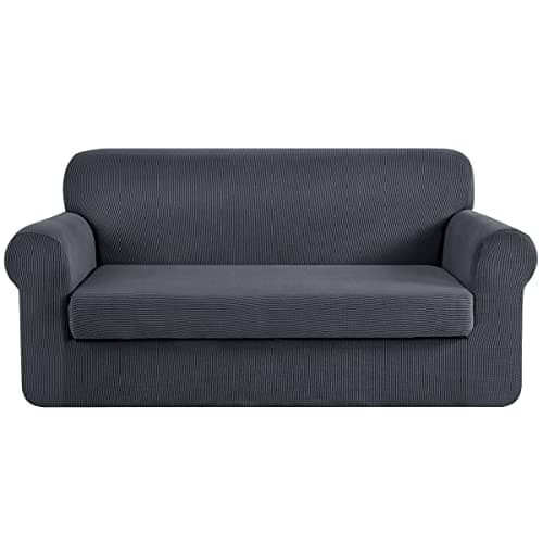CHUN YI 3 Seater Couch Slipcover, Large Grey Checks