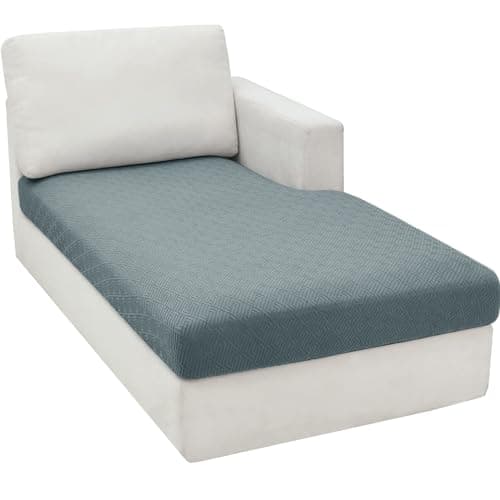 Light Gray L-Shaped Chaise Lounge Couch Cover Universal Fit Elastic Bottom Protection