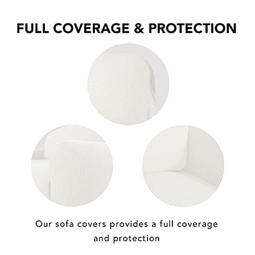 PureFit Stretch Sofa Slipcover, Cream – Non-Slip, Washable, Non-Skid Foam