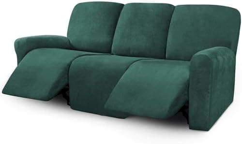 ULTICOR Velvet 3 Seater Recliner Sofa Covers, Light Grey — Retro Green