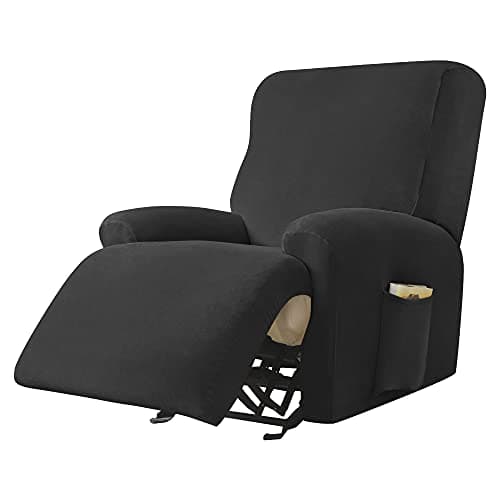 Green Ultra Soft Velvet Recliner Chair Covers 4-Piece Set — Black
