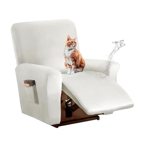 White Leather Waterproof Recliner Slipcover for LoveSeat Sofa