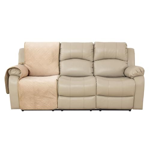 Velvet Recliner Slipcover - Waterproof Recliner Cover for Dogs & Pets (Brown, 23) — Beige