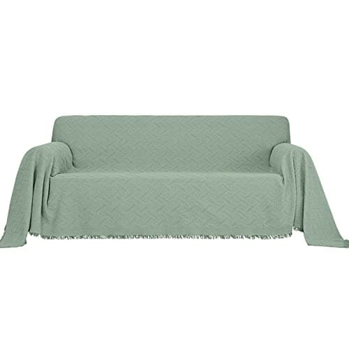 MYSKY HOME XX-Large Grey Geometrical Sofa Slipcover for 3 Cushion Couch — Sage