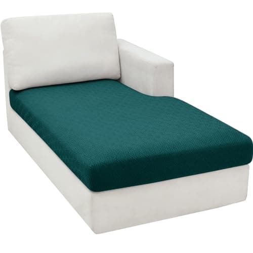 Light Gray L-Shaped Chaise Lounge Couch Cover Universal Fit Elastic Bottom Protection — Blackish Green