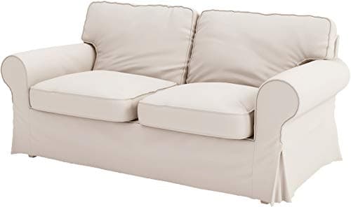 Polyester Flax Sofa Covers for IKEA Ektorp 2 Seat Loveseat (Dark Gray) — Polyester Beige, Ektorp Loveseat