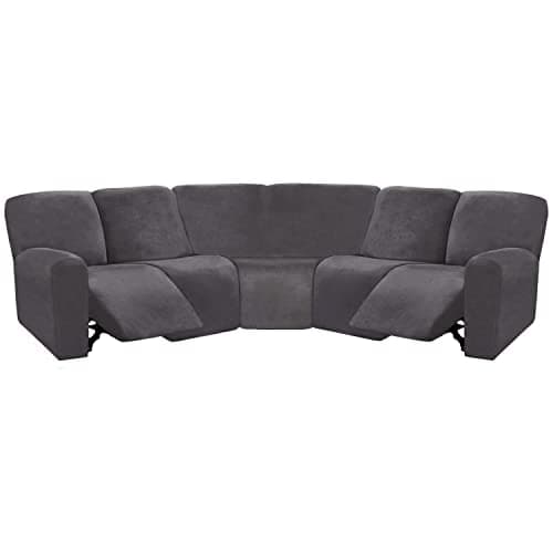 ULTICOR Ivory L Shape 5 Seat Recliner Sofa Cover — Dark Grey