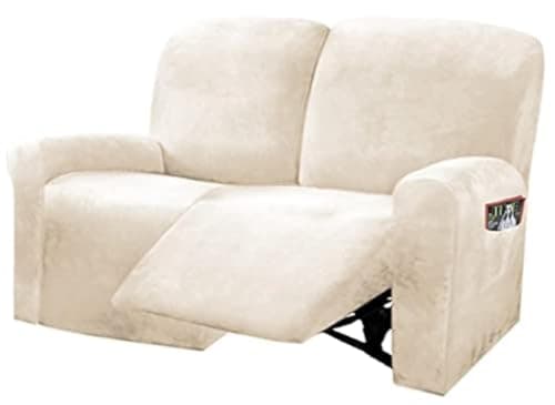 ULTICOR 6-Piece Velvet Reclining Love Seat Slipcover (Dark Grey) — Ivory