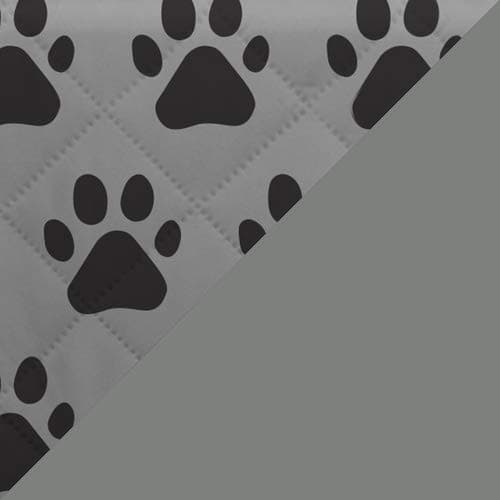 Light Gray Charcoal Quilted Microfiber Reversible Stain Shield Dog Resistant Slipcover — Paw: Black/Gray