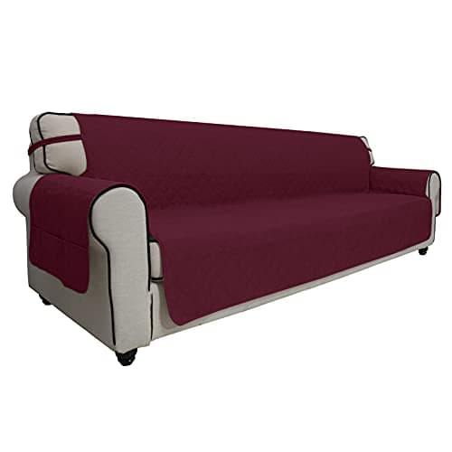 Grey Waterproof Sofa Slipcover for 2 Cushion Loveseat (Non-Slip, Washable, Pet and Kid Friendly) — Wine