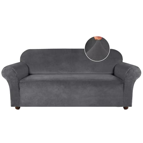 Turquoise Velvet Couch Covers for 3 Cushion Sofas (Gray)