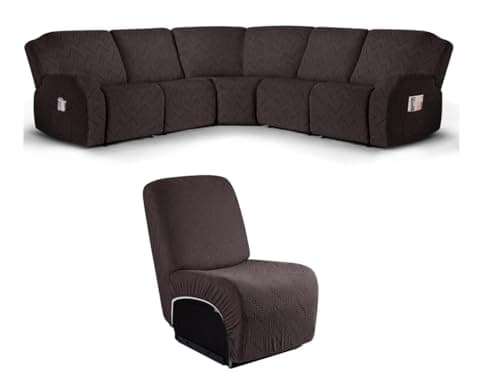Ruaozz Chocolate Recliner Sectional Couch & Armless Cover
