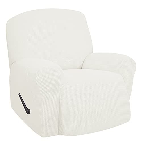 Oversized Recliner Stretch Sofa Slipcover, Dark Gray, Elastic Bottom — Cream